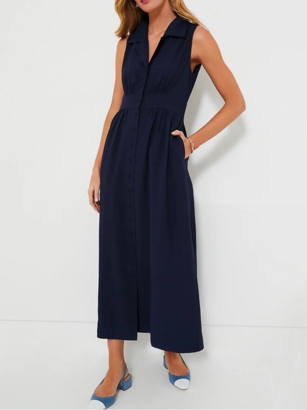 Pomander Place Navy Sleeveless Noelle Maxi Dress NWT XS